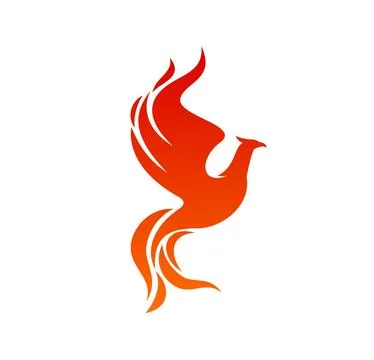 Phoenix bird or fenix firebird with wings of fire Stock Illustration