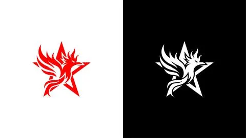 Phoenix Bird Rising Inside a Five Pointed Star Shape Abstract Stock Illustration