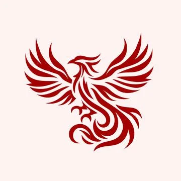 Phoenix bird with wing spreading Stock Illustration