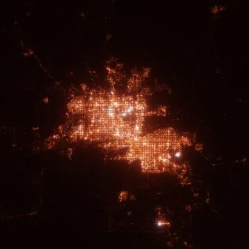 Phoenix city lights map, top view from space. Aerial view on night street lig Stock Photos