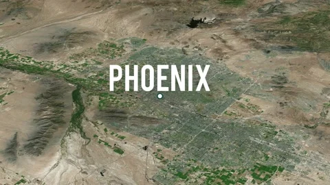 Phoenix City On Physical World Map | Stock Video | Pond5