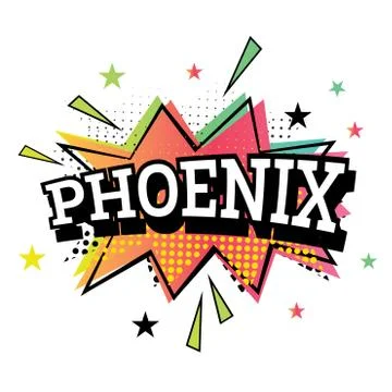 Phoenix Comic Text in Pop Art Style. Stockillustratie