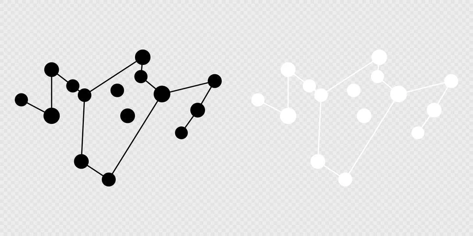 Phoenix constellation map set. Vector illustration. Stock Illustration