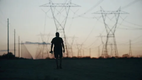 Phoenix Desert Sunset Hiker Stock Footage 192061624