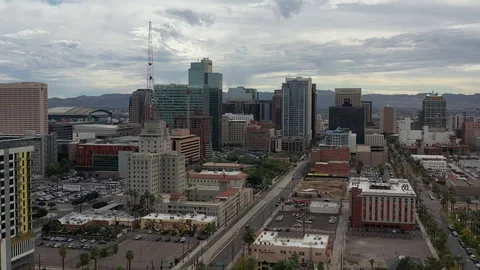 Phoenix Downtown Aerial Push In Stock Footage 124500791