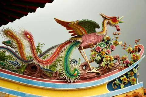 Phoenix on the eave of Thean Hou Temple in Kuala Lumpur. Stock Photos