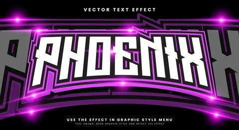 Phoenix editable text effect Template Stock Illustration