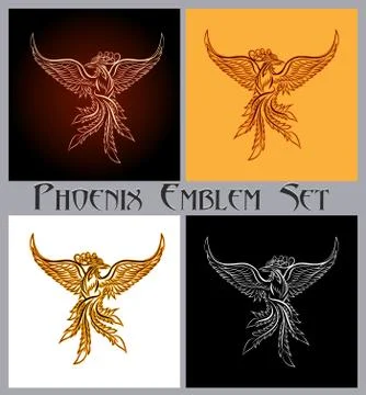 Phoenix Emblem set Stock Illustration