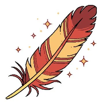 Phoenix Feather 8-Bit Pixel Art Stock Illustration