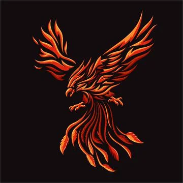 Phoenix fire bird colorful vector illustration Stock Illustration