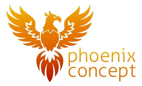 Phoenix Fire Bird Rising Wings Spread Eagle Stock Illustration