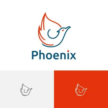 Phoenix Fire Flame Bird Abstract Line Logo Template Stock Illustration
