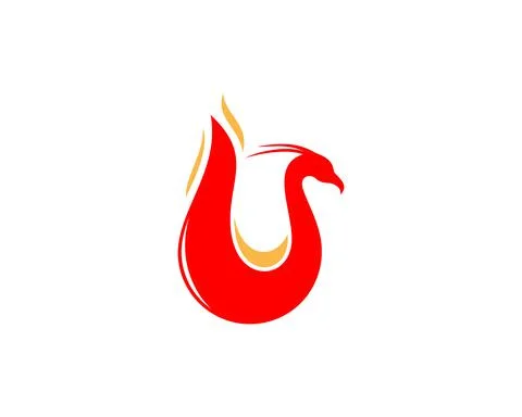 Phoenix with fire flame shape logo 스톡 일러스트