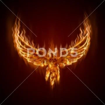 Phoenix from fire with wings PSD Template