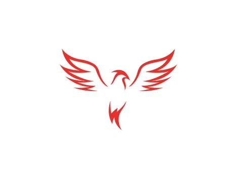 Phoenix flying bird and eagle open wings Logo Design Stock Illustration
