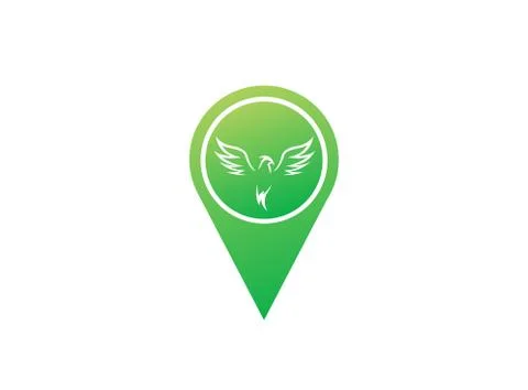Phoenix flying bird and eagle open wings Logo Design illustration in the shap Stock Illustration