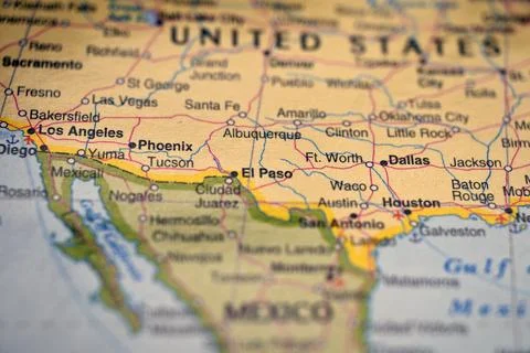 Phoenix Highlighted on World Map  Soft Blur Travel Photography Featuring De.. Stock Photos