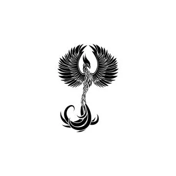 Phoenix icon vector black on white background Illustrazione stock