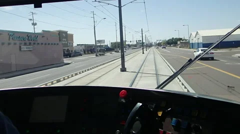 Phoenix light rail from the drivers seat. Stock Footage 41590779