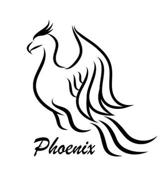 Phoenix Logo Line Art Vector Illustration Stock Illustration