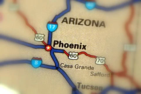Phoenix on a map Stock Photos