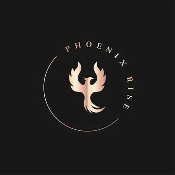 Phoenix round logo on black background Stock Illustration