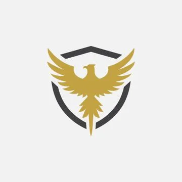 Phoenix shield icon, eagle shield logo, secure icon Stock Illustration