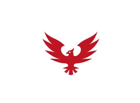 Phoenix Slogan spread wings and earleor hawk Logo Stock Illustration