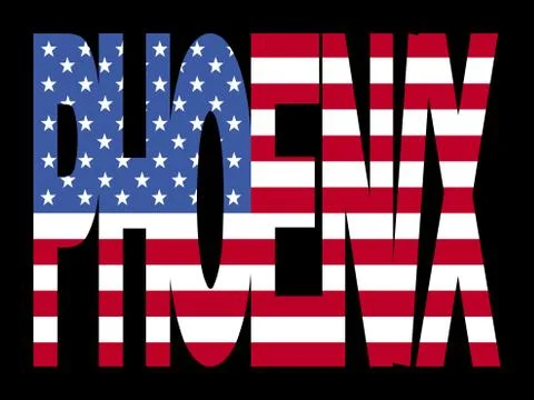 Phoenix text with flag Stock Illustration