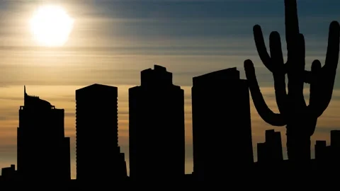 Phoenix: Time Lapse at Sunset with Panoramic View of Capital in Arizona Stock Footage 136656635