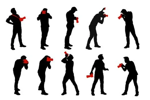 Phographer silhouette set Stock Illustration