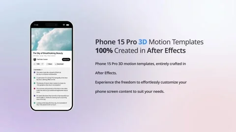 Phone 15 Pro 3D Motion Templates (White Titanium) Stock After Effects