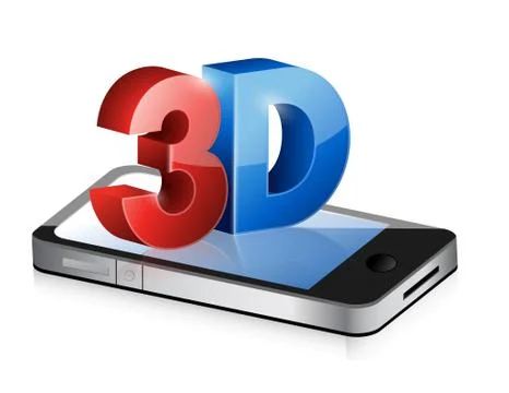 Phone with a 3d screen. illustration design over white Stock Illustration