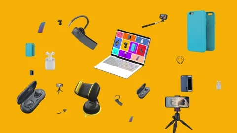 Phone accessories from laptop. Stock Footage 201494502