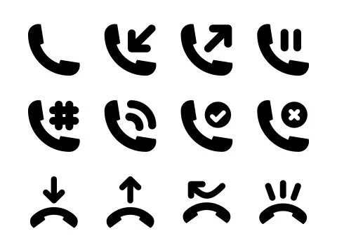 Phone Activity Icon Set Glyph Stock Illustration