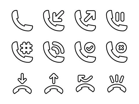 Phone Activity Icon Set Outline Stock Illustration
