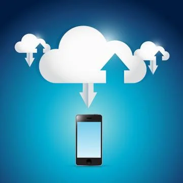 Phone and cloud computing connection illustration Stock Illustration