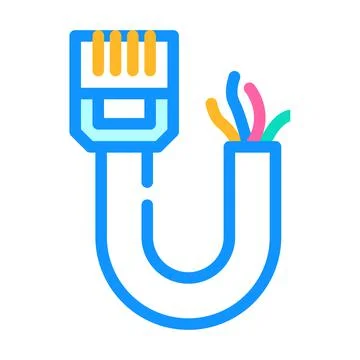 Phone and data wire color icon vector illustration Stock Illustration