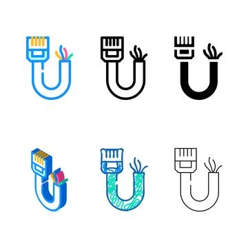 Phone and data wire color icon vector simplified Stock Illustration