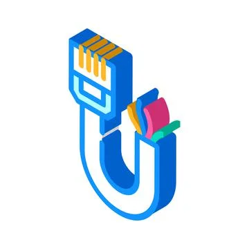 Phone and data wire isometric icon vector illustration Stock Illustration
