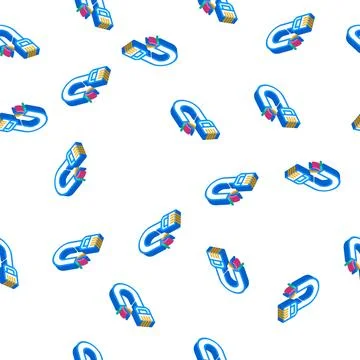 Phone and data wire isometric icon seamless pattern Stock Illustration