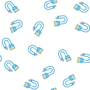 Phone and data wire vector seamless pattern Stock Illustration