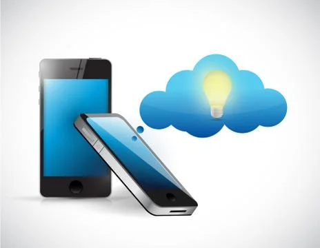 Phone and idea thinking cloud illustration design Illustrazione stock