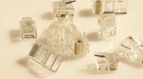 Phone and network cables port connectors Stock Footage 60056428