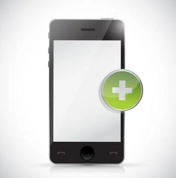 Phone and plus button illustration Illustrazione stock