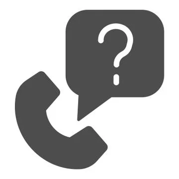 Phone and question dialogue solid icon. Ask by phone call for help or info 스톡 일러스트