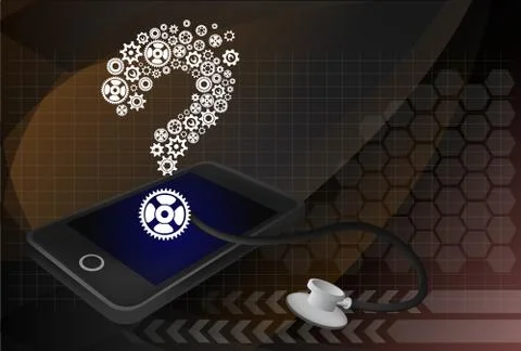 Phone and question mark illustration Stock Illustration