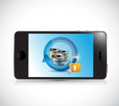 Phone and server big data security illustration 스톡 일러스트