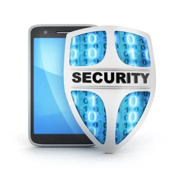 Phone and shield security. 3d illustration 스톡 일러스트