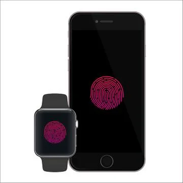 Phone and watch security concept. Иллюстрация